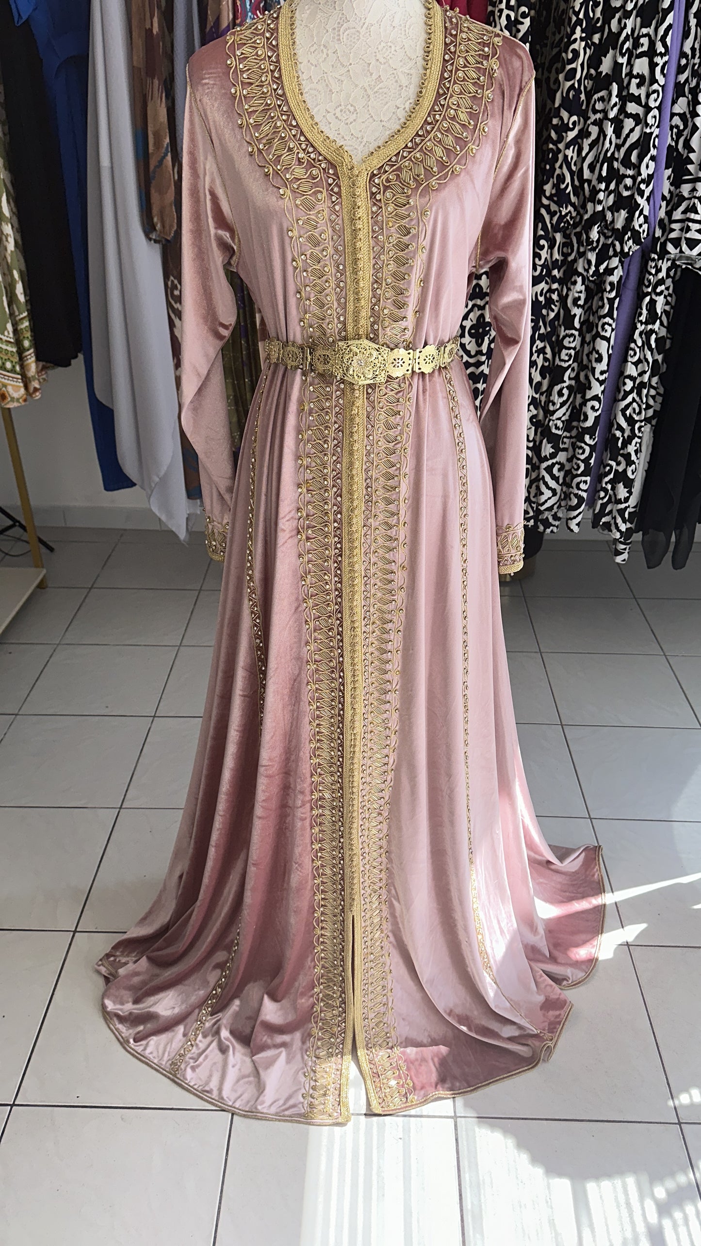 Caftans velours rose