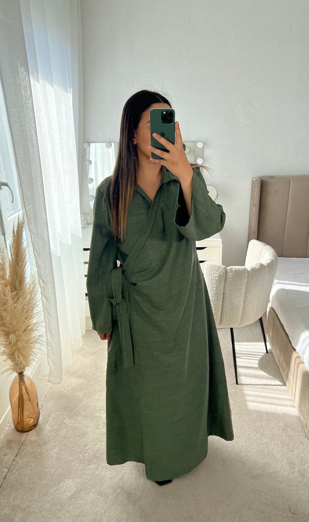 Abaya croisé avec noeud sur le côté - YEMMA BOUTIQUE